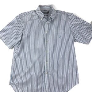 Nautica Mens Button Down Shirt Blue White Stripe L